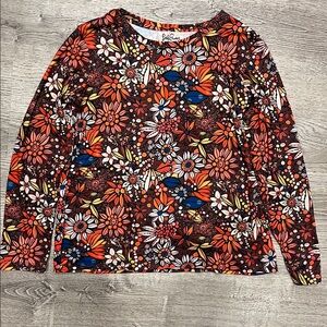 Lesley Evers Multicolor Floral Long Sleeve Top Size L